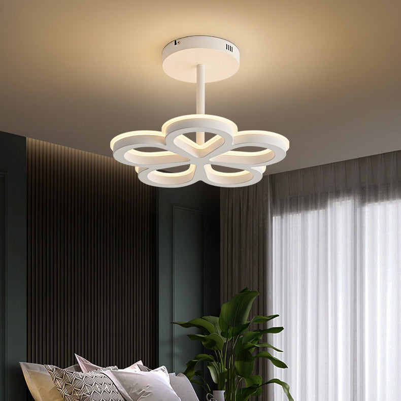 Modern Minimalist Flower Iron LED Semi-Flush Mount Light