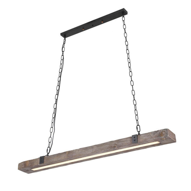 Vintage Industrial Wooden Long Bar Island Light LED Chandelier