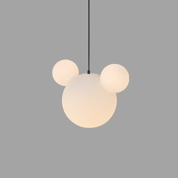 Modern Minimalist Milk White PE Mouse 3-Light Kids Chandelier