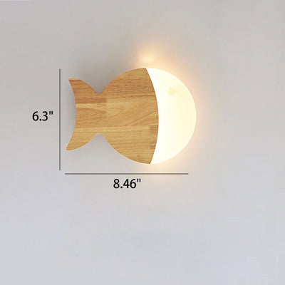 Nordic Minimalist Oak Acrylic Fish LED Wall Sconce Lamp