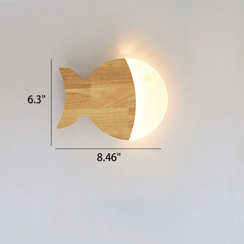 Nordic Minimalist Oak Acrylic Fish LED Wall Sconce Lamp