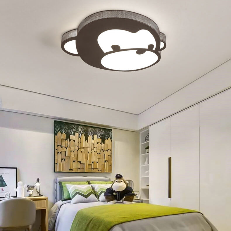 Childlike Cartoon Monkey Design LED Flush Mount Light
