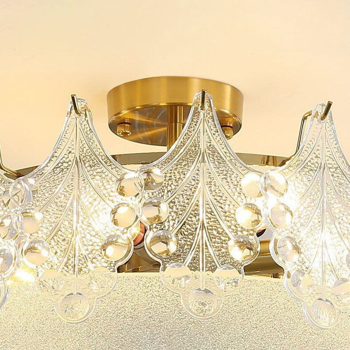 Lámpara de Techo Semi-empotrada Redonda de Cristal de Lujo Francés con 5/6/8 Luces 
