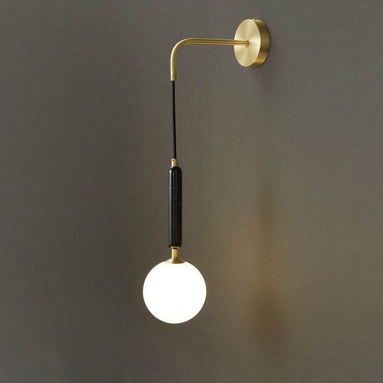 Moderne Luxus-Kugelschirm-Marmor-Arm-hängende 1-Licht-Wandleuchte