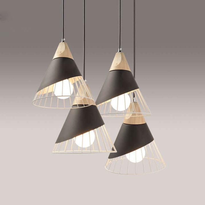 Nordic Macaron 1-Light Wire Cone Cage Pendant Light