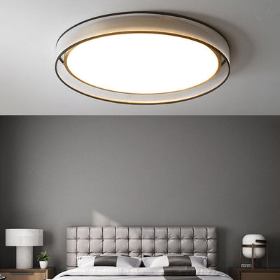 Nordic Luxury Round Fabric Brass Acrylic LED Flush Mount Ceiling Light