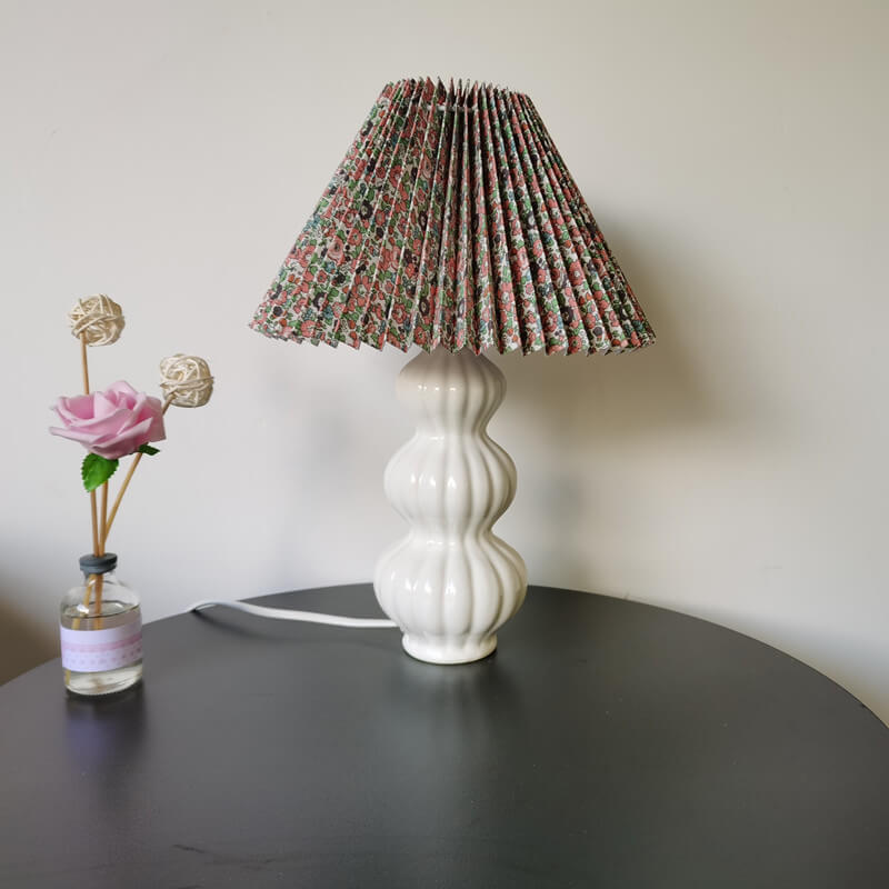 Lampe de Table 1 Lumière en Céramique Plissée Créative Traditionnelle Européenne 