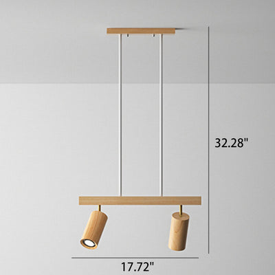 Nordic Minimalist Solid Wood Spotlight Track 2/3/4 Light Chandelier