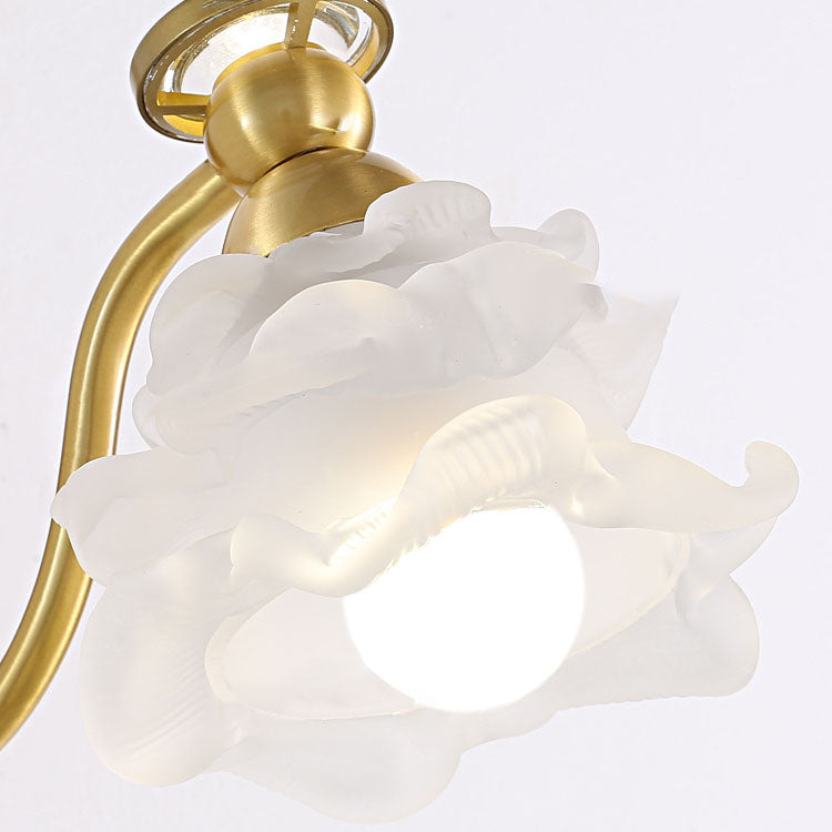 Traditionelle französische florale Messing-Glas-Wandleuchte mit 1 Licht für das Schlafzimmer 