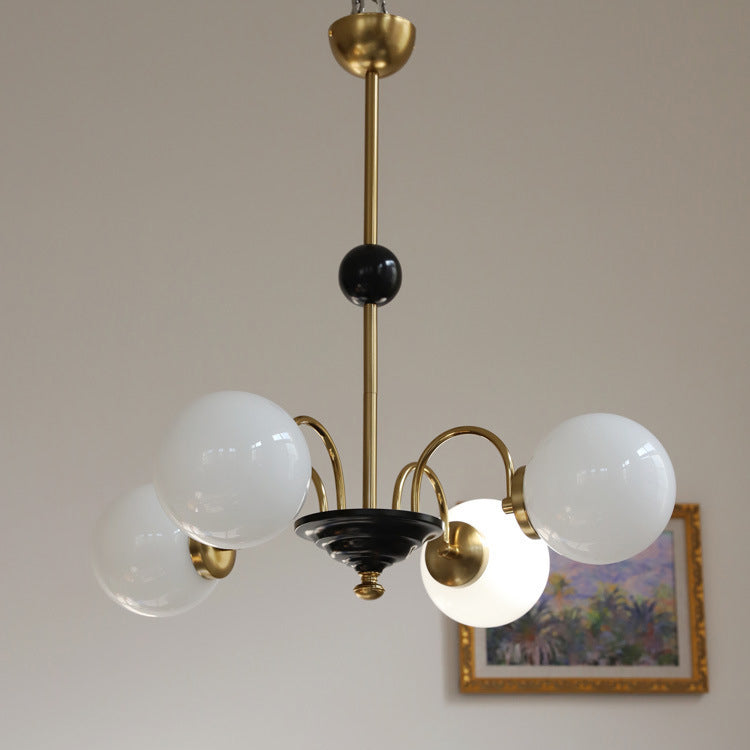 Lustre en verre cuivre traditionnel français Orb 3/4/5 lumières pour salon 