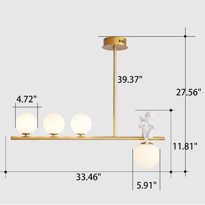 Nordic Luxury Long Glass Ball Angel Island Light 3/4 Licht Kronleuchter