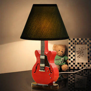 Cartoon Creative Fabric Shade Guitar 1-Light Table Lamp