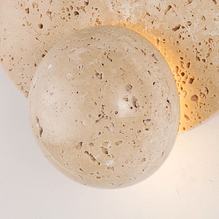 Applique murale LED en travertin rond jaune traditionnel japonais pour chambre 