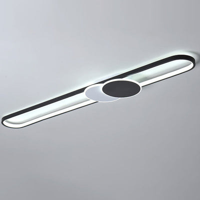 Minimalist Long Bar Double Circle Decorative Design LED Flush Mount Light