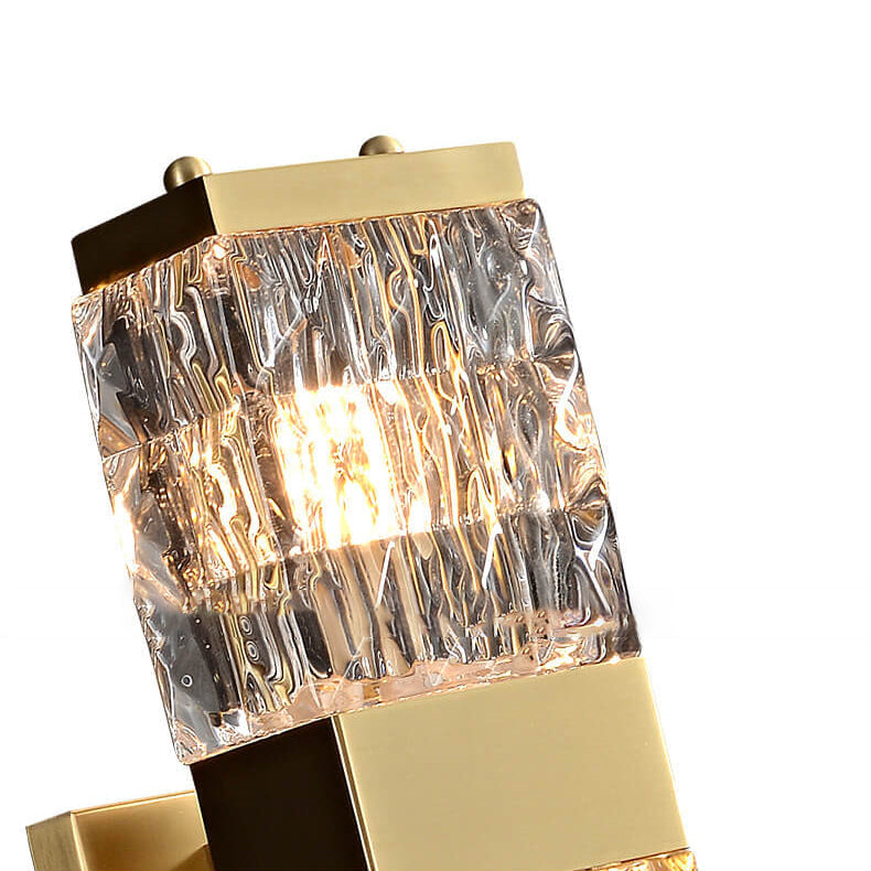Moderne Luxus rechteckige Halbzylinder Kupfer Glas 2/3 Licht Wandleuchte 