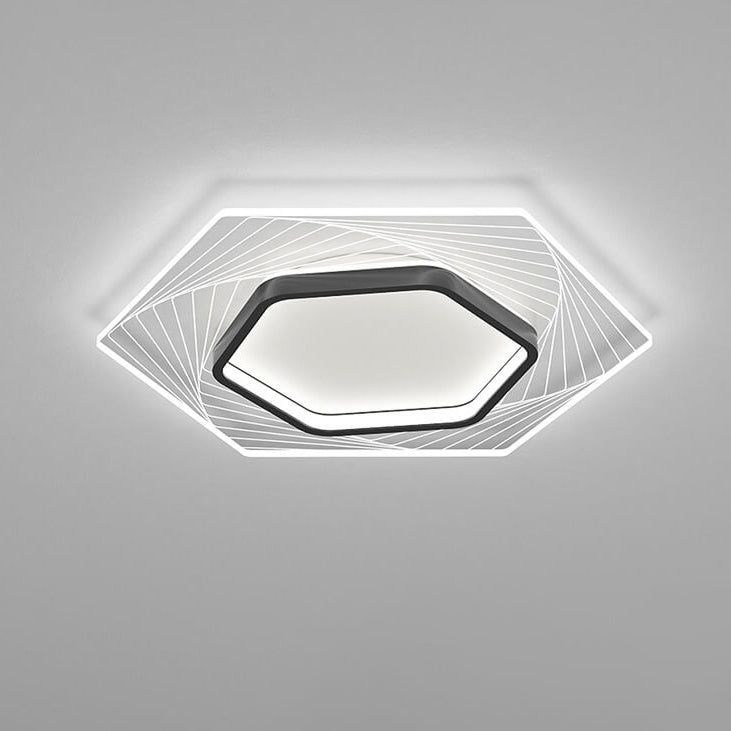Nordic Minimalist Geometric Hexagonal LED Flush Mount Ceiling Light