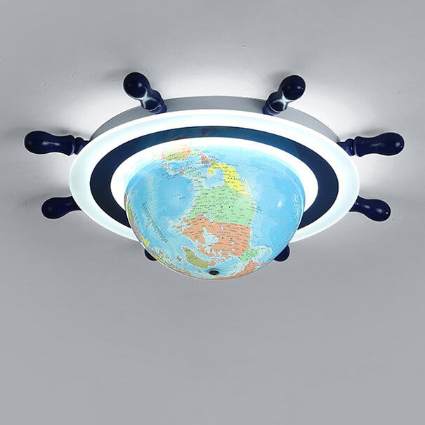 Creative Globe and Rudder Combination Design Childlike LED Flush Mount Light