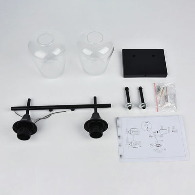 Lámpara de Aplique de Pared de 2/3 Luces de Hierro con Copa de Vino Industrial Simple 