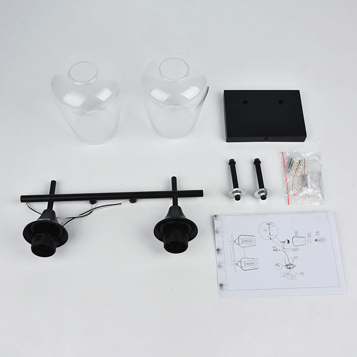 Lámpara de Aplique de Pared de 2/3 Luces de Hierro con Copa de Vino Industrial Simple 