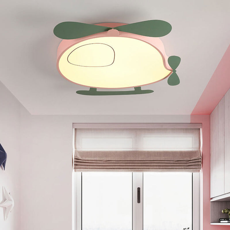 Cartoon Creative Colorful Aircraft LED Eye Protection Kids Flush Mount Ceiling Light