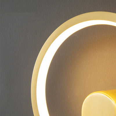 مصباح حائط إبداعي LED دائري نوردي مصنوع من النحاس الصناعي بالكامل 