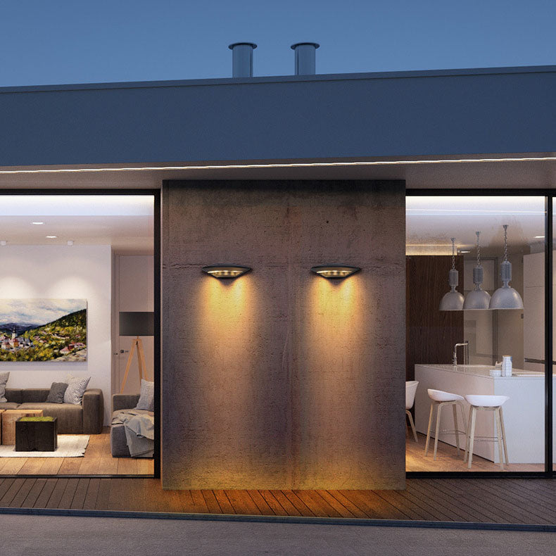 مصباح حائط مقاوم للماء بتصميم عصري ومبدع على شكل صحن طائر مستدير LED للاستخدام الخارجي 