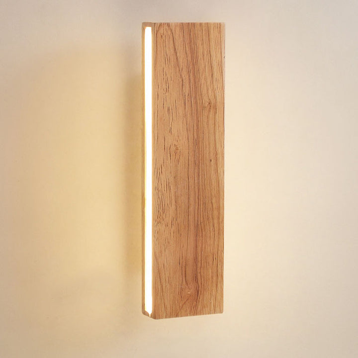 Contemporary Nordic Log Rectangular Flat Rotatable Solid Wood Acrylic LED Wall Sconce Lamp
