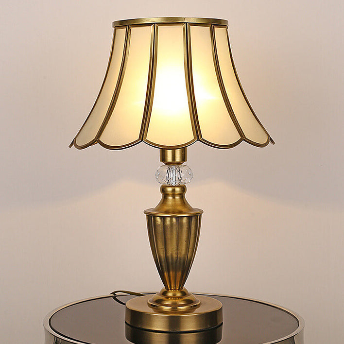 Modern Luxury Glass Copper 1-Light Table Lamp For Bedroom