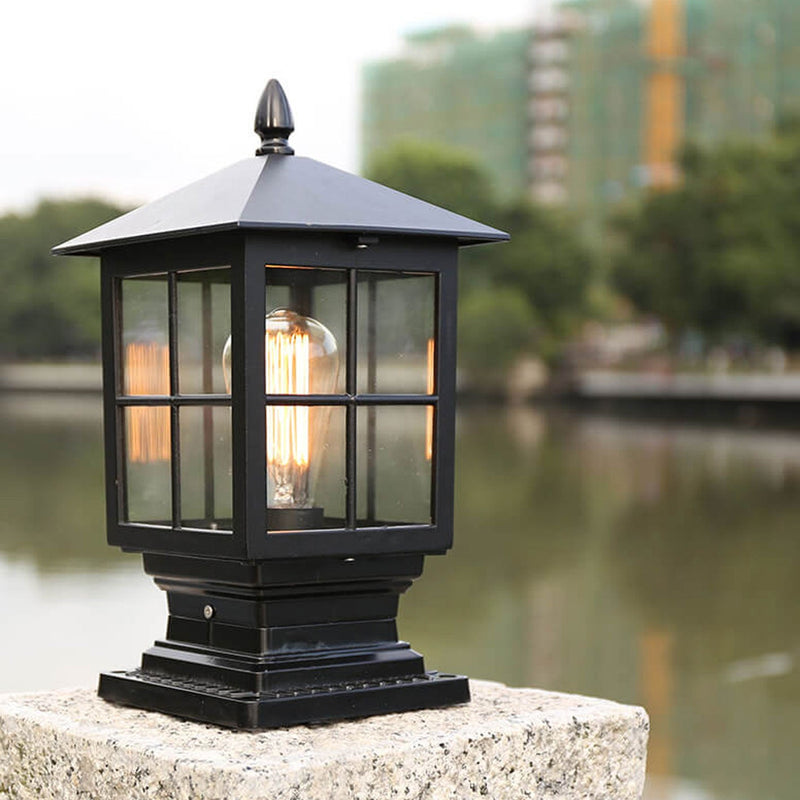 Europäische Säulenlaterne für den Außenbereich, wasserdicht, rostfrei, 1-Licht-Terrassenlicht 