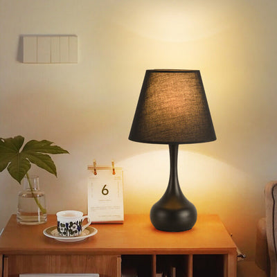 Nordic Vintage Pure Black White Iron Fabric 1-Light Table Lamp