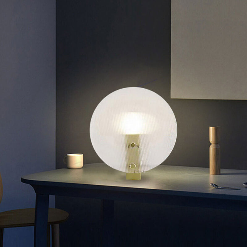Lampe de table moderne en verre dépoli rond de luxe léger à 1 lumière 