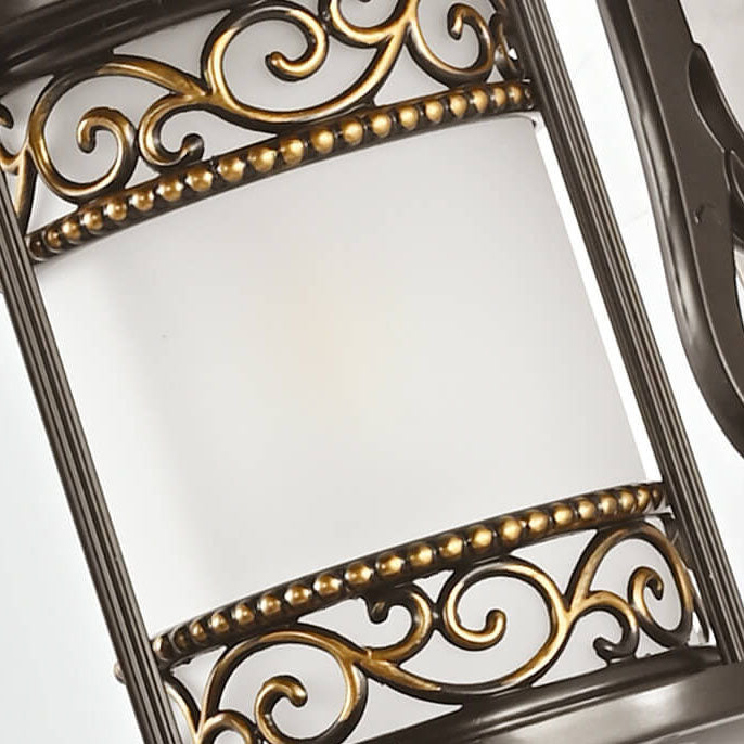 European Vintage Cylindrical Carved Outdoor Waterproof 1-Light Wall Sconce Lamp
