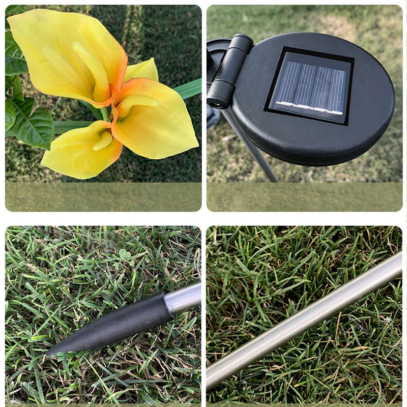 Moderne Solarpferdeschuhblume Bunte 4 LED Outdoor Garten Bodenstecker Landschaftslicht 
