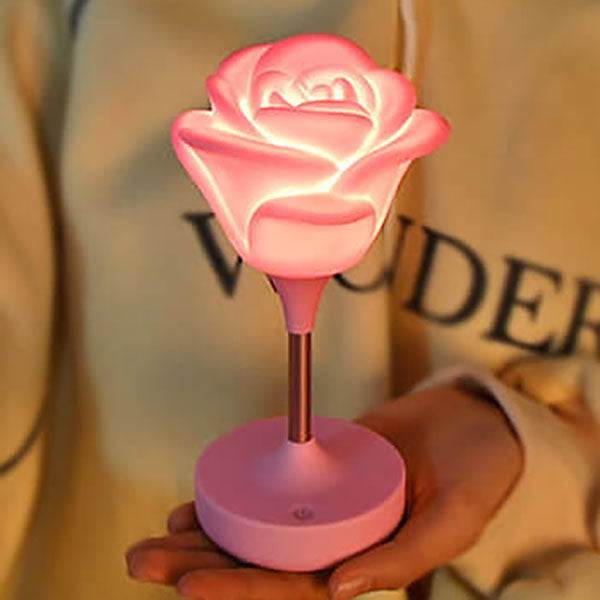 Lampe de table à lumière LED tactile rechargeable USB rose romantique et créative 
