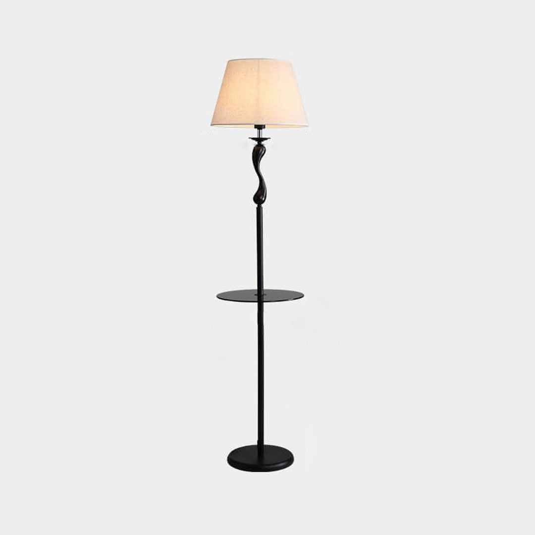 Lampe sur pied moderne et simple en tissu de lin à 1 lumière en forme de dôme en fer 