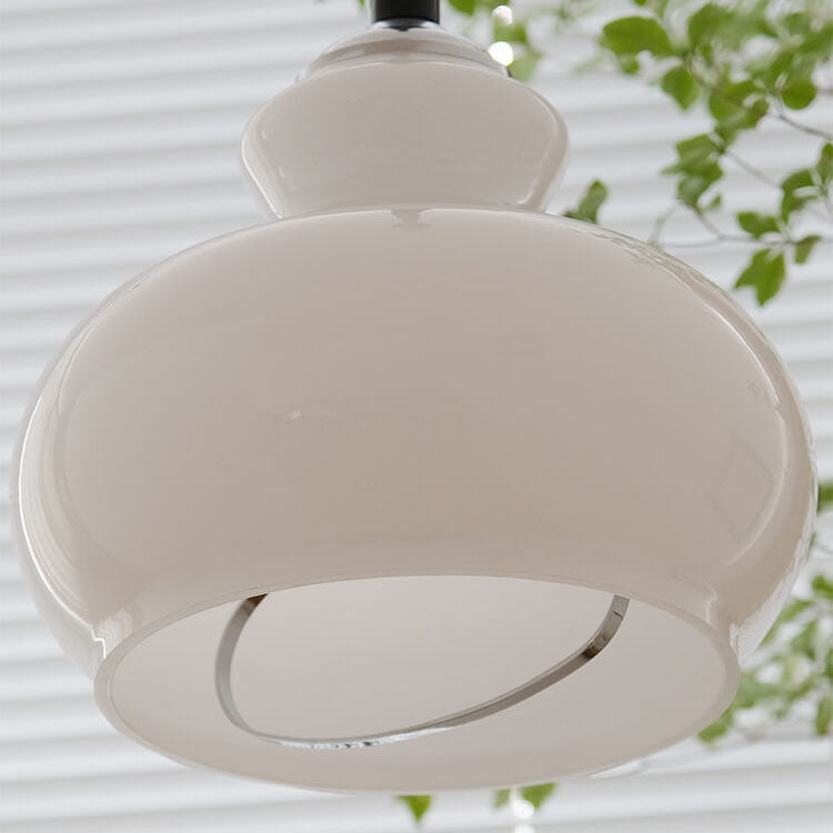 Contemporary Nordic Glass Iron Round Gourd 1-Light Pendant Light for Living Room