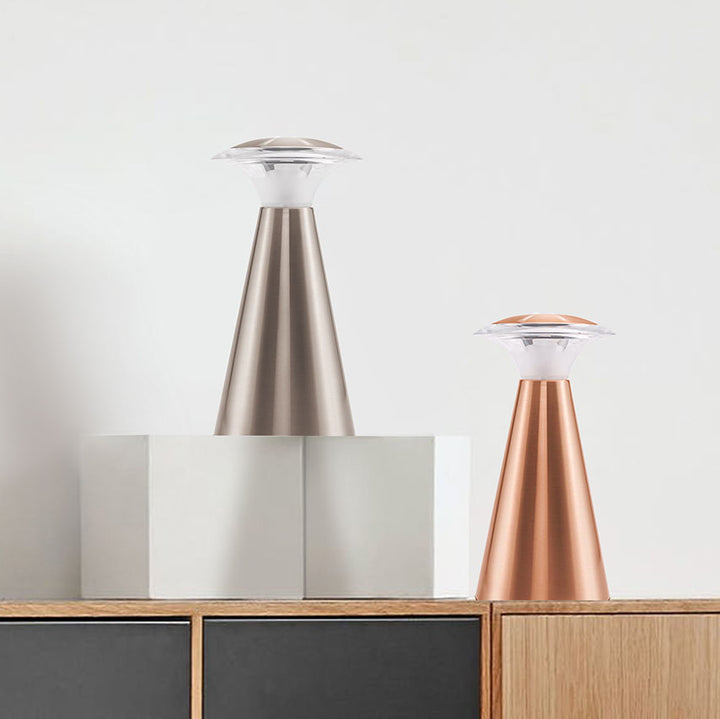 Moderne kreative Mushroom USB-LED-Tischlampe aus Edelstahl und Acryl in Säulenform für das Schlafzimmer 