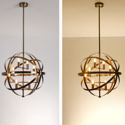 Vintage Industrial Iron Ball Candle  8-Light Chandelier