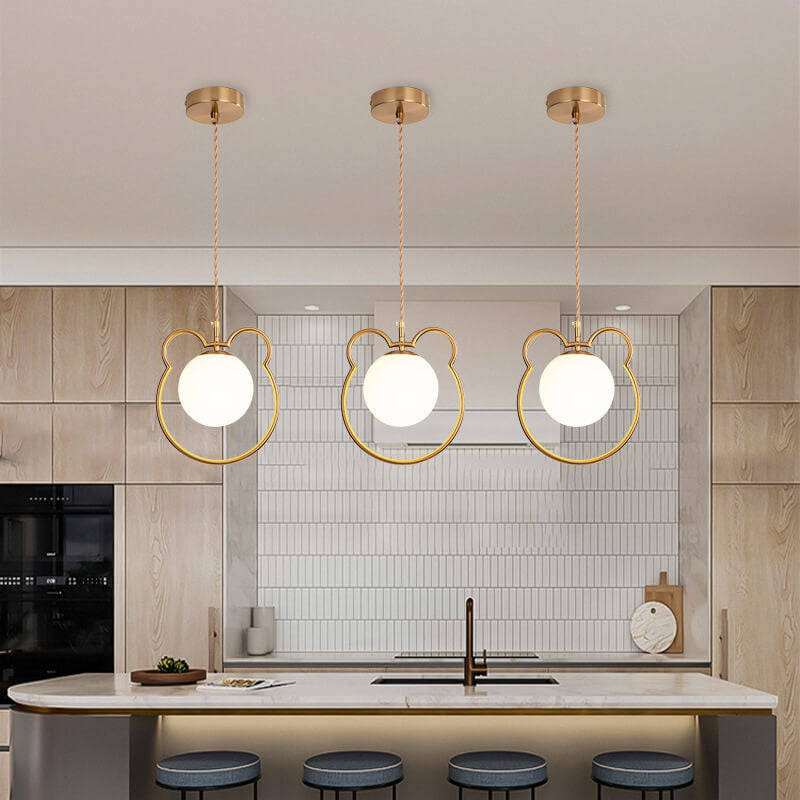 Modern Simple Cute Bear Outline Design 1-Light Pendant Light