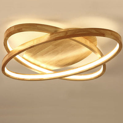Modern Nordic Wooden Oval LED Flush Mount Light