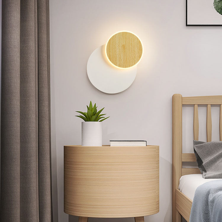 Nordic Minimalist Log Square Round LED Wall Sconce Lamp