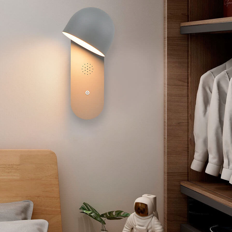 Lampe murale LED en acrylique avec contrôle vocal et tête ronde de couleur unie moderne 