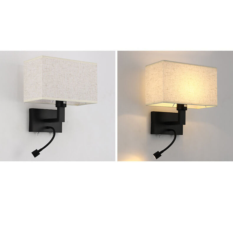 Moderne minimalistische rechteckige Eisenstoff-Wandleuchte mit zwei Lichtern in Uni-Farbe 