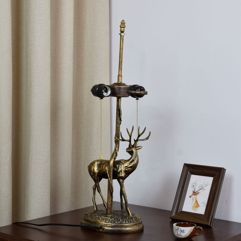 Tiffany Kreative Elch Buntglas 2-Licht Tischlampe 