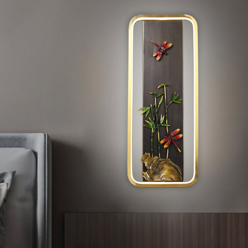 Modern Chinese Enamel Mural Design LED Wall Sconce Lamp