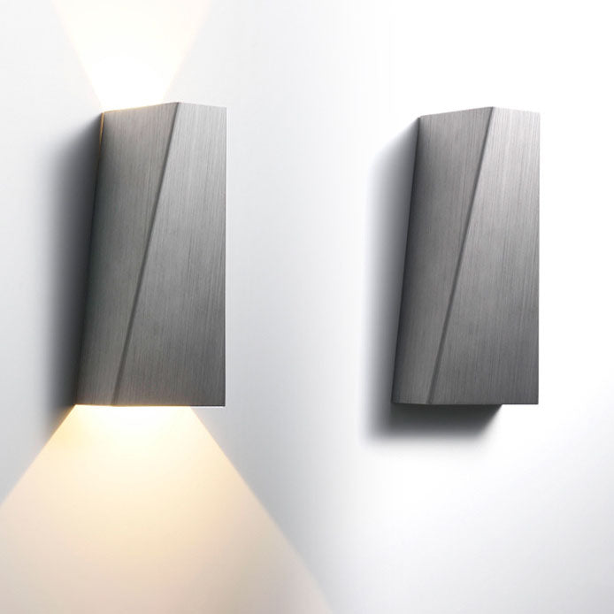 Modern Minimalist Brushed Aluminum Geometric Square LED Wall Sconce Lamp