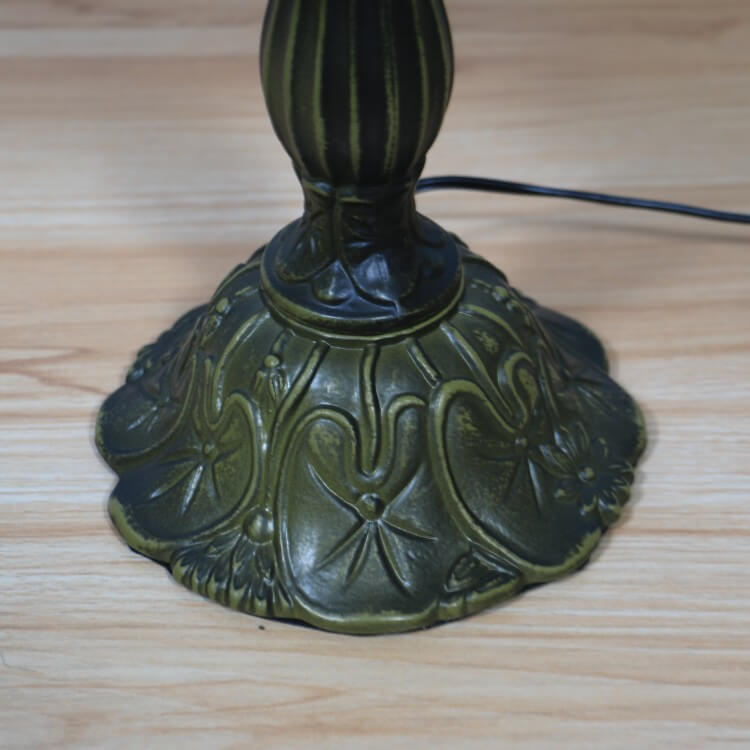 Traditional Tiffany Pebbles Flower Stained Glass Dome 1-Light Table Lamp For Bedroom