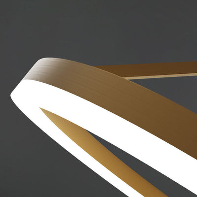 Luz de techo LED semiempotrada de círculo geométrico de cobre completo de simplicidad moderna para sala de estar 
