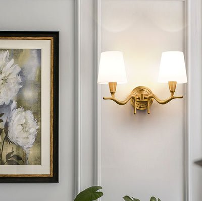 European Luxury Brass Swan Neck Glass 1/2 Light Wall Sconce Lamp