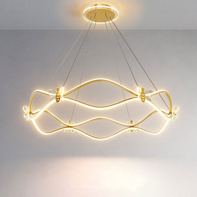 Modern Minimalist Wave Iron 3/4-Light LED Island Light Chandelier